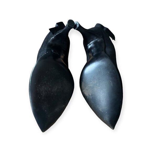 Vintage Herbert Levine "Sailor Beware" Pumps with Bow at Back, Black Suede, Size - Picture 7 of 16